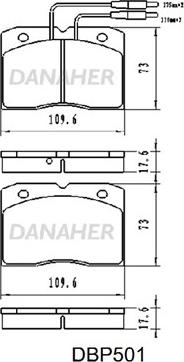 Danaher DBP501 - Bremžu uzliku kompl., Disku bremzes autodraugiem.lv