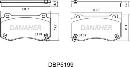 Danaher DBP5199 - Bremžu uzliku kompl., Disku bremzes autodraugiem.lv