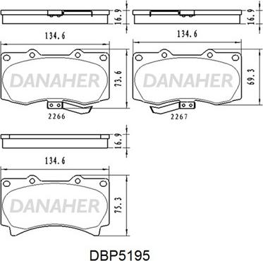 Danaher DBP5195 - Bremžu uzliku kompl., Disku bremzes autodraugiem.lv