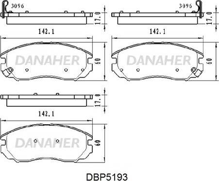 Danaher DBP5193 - Bremžu uzliku kompl., Disku bremzes autodraugiem.lv