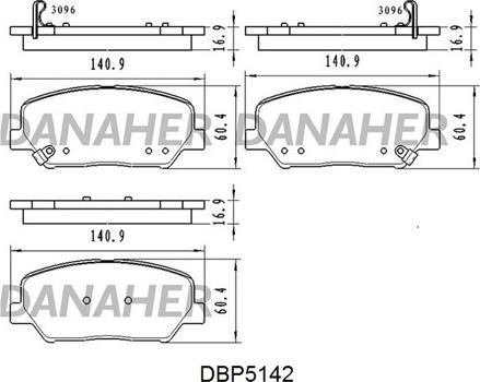 Danaher DBP5142 - Bremžu uzliku kompl., Disku bremzes autodraugiem.lv