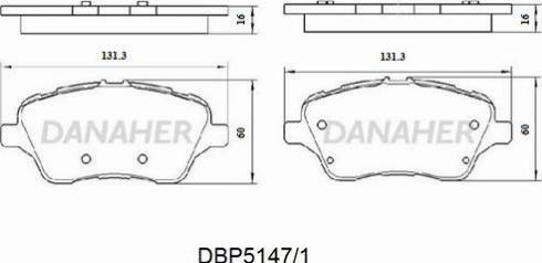 Danaher DBP5147/1 - Bremžu uzliku kompl., Disku bremzes autodraugiem.lv