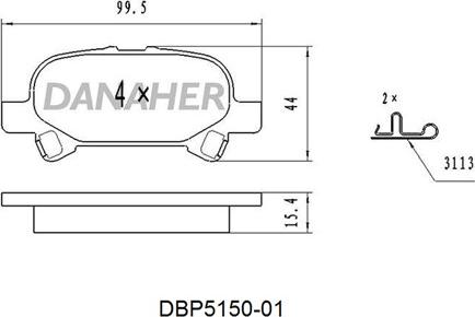 Danaher DBP5150-01 - Bremžu uzliku kompl., Disku bremzes autodraugiem.lv