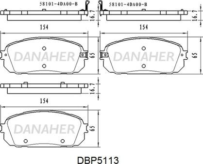 Danaher DBP5113 - Bremžu uzliku kompl., Disku bremzes autodraugiem.lv