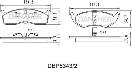 Danaher DBP5343/2 - Bremžu uzliku kompl., Disku bremzes autodraugiem.lv
