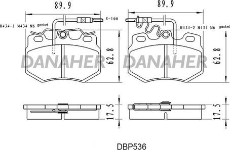 Danaher DBP536 - Bremžu uzliku kompl., Disku bremzes autodraugiem.lv