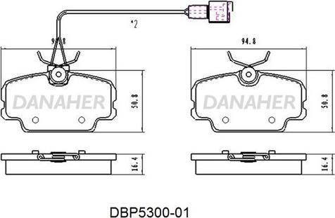 Danaher DBP5300-01 - Bremžu uzliku kompl., Disku bremzes autodraugiem.lv