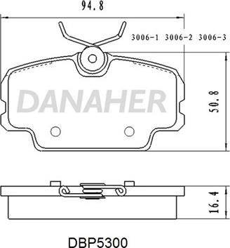 Danaher DBP5300 - Bremžu uzliku kompl., Disku bremzes autodraugiem.lv