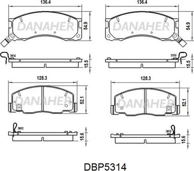 Danaher DBP5314 - Bremžu uzliku kompl., Disku bremzes autodraugiem.lv