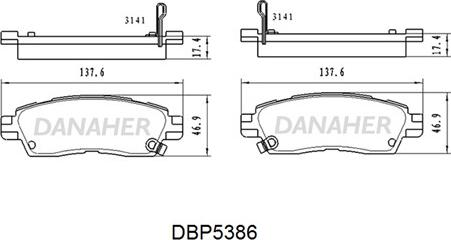 Danaher DBP5386 - Bremžu uzliku kompl., Disku bremzes autodraugiem.lv