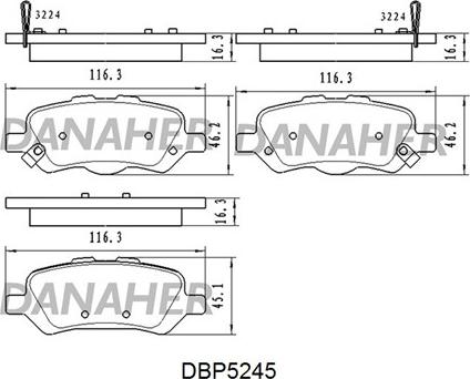 Danaher DBP5245 - Bremžu uzliku kompl., Disku bremzes autodraugiem.lv
