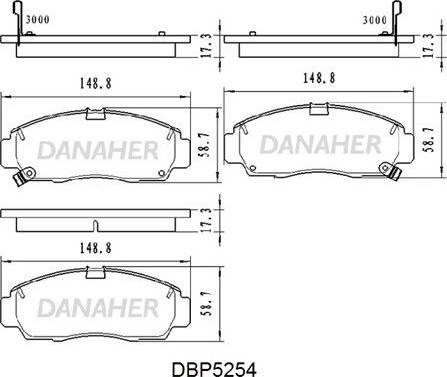 Danaher DBP5254 - Bremžu uzliku kompl., Disku bremzes autodraugiem.lv