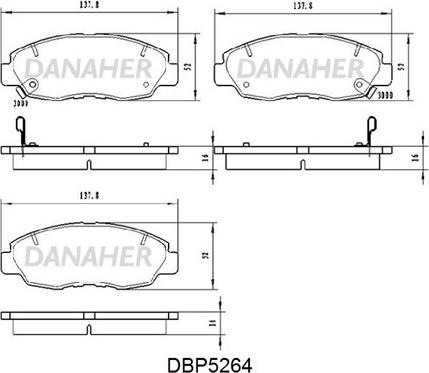 Danaher DBP5264 - Bremžu uzliku kompl., Disku bremzes autodraugiem.lv