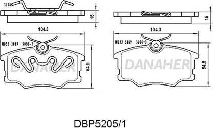 Danaher DBP5205/1 - Bremžu uzliku kompl., Disku bremzes autodraugiem.lv