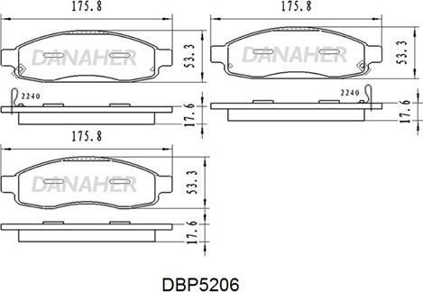 Danaher DBP5206 - Bremžu uzliku kompl., Disku bremzes autodraugiem.lv