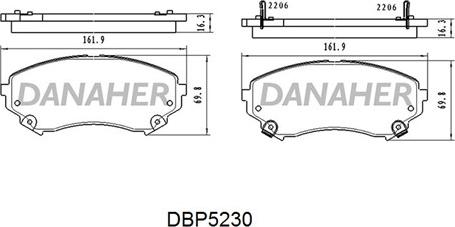 Danaher DBP5230 - Bremžu uzliku kompl., Disku bremzes autodraugiem.lv