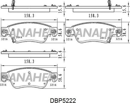 Danaher DBP5222 - Bremžu uzliku kompl., Disku bremzes autodraugiem.lv