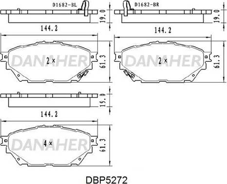 Danaher DBP5272 - Bremžu uzliku kompl., Disku bremzes autodraugiem.lv