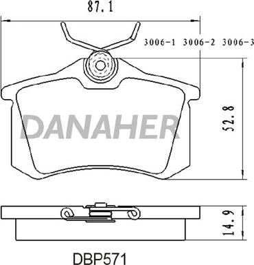 Danaher DBP571 - Bremžu uzliku kompl., Disku bremzes autodraugiem.lv