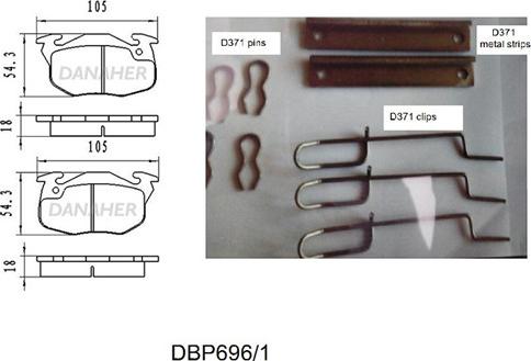 Danaher DBP696/1 - Bremžu uzliku kompl., Disku bremzes autodraugiem.lv