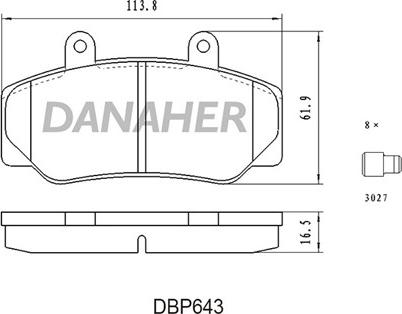 Danaher DBP643 - Bremžu uzliku kompl., Disku bremzes autodraugiem.lv