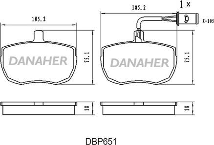 Danaher DBP651 - Bremžu uzliku kompl., Disku bremzes autodraugiem.lv