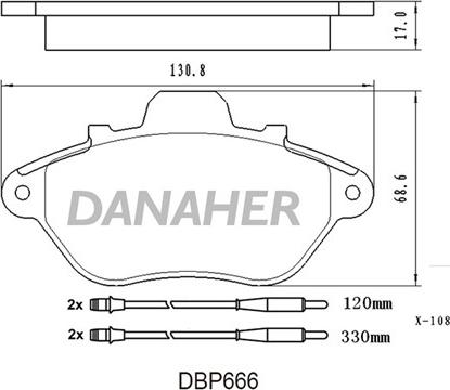Danaher DBP666 - Bremžu uzliku kompl., Disku bremzes autodraugiem.lv