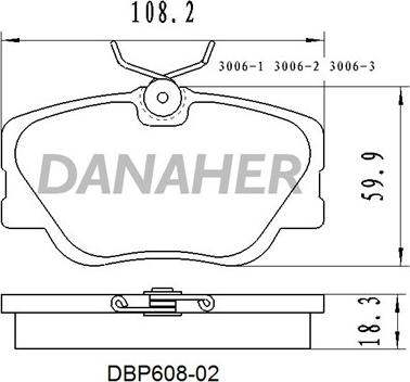 Danaher DBP608-02 - Bremžu uzliku kompl., Disku bremzes autodraugiem.lv