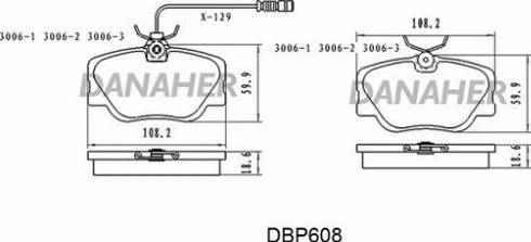 Danaher DBP608 - Bremžu uzliku kompl., Disku bremzes autodraugiem.lv