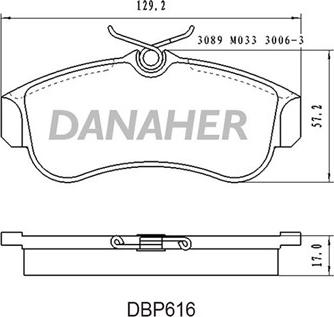 Danaher DBP616 - Bremžu uzliku kompl., Disku bremzes autodraugiem.lv