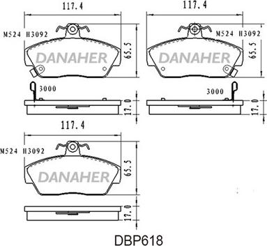Danaher DBP618 - Bremžu uzliku kompl., Disku bremzes autodraugiem.lv