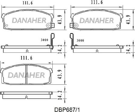 Danaher DBP687/1 - Bremžu uzliku kompl., Disku bremzes autodraugiem.lv