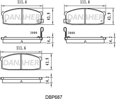 Danaher DBP687 - Bremžu uzliku kompl., Disku bremzes autodraugiem.lv