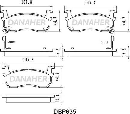 Danaher DBP635 - Bremžu uzliku kompl., Disku bremzes autodraugiem.lv