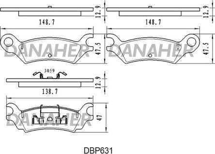 Danaher DBP631 - Bremžu uzliku kompl., Disku bremzes autodraugiem.lv