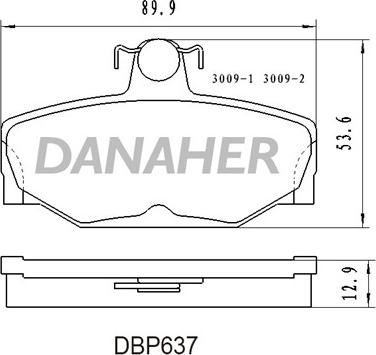 Danaher DBP637 - Bremžu uzliku kompl., Disku bremzes autodraugiem.lv