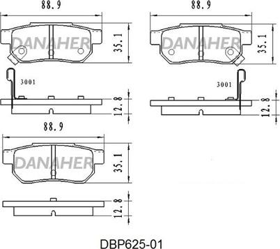 Danaher DBP625-01 - Bremžu uzliku kompl., Disku bremzes autodraugiem.lv