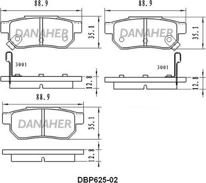 Danaher DBP625-02 - Bremžu uzliku kompl., Disku bremzes autodraugiem.lv