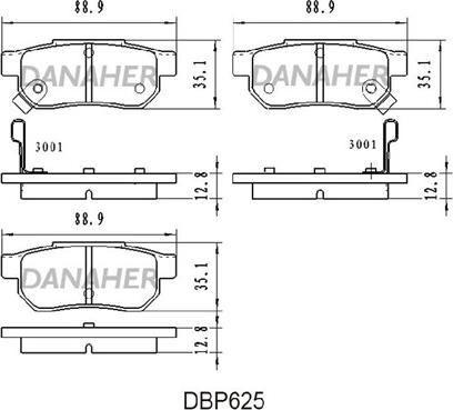 Danaher DBP625 - Bremžu uzliku kompl., Disku bremzes autodraugiem.lv