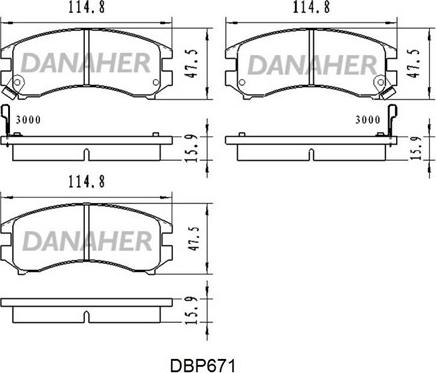 Danaher DBP671 - Bremžu uzliku kompl., Disku bremzes autodraugiem.lv