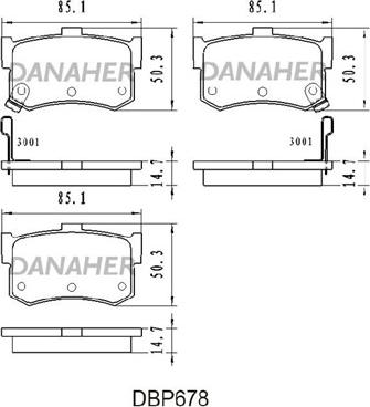 Danaher DBP678 - Bremžu uzliku kompl., Disku bremzes autodraugiem.lv