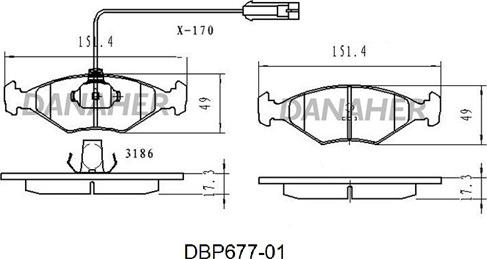 Danaher DBP677-01 - Bremžu uzliku kompl., Disku bremzes autodraugiem.lv