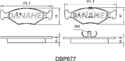 Danaher DBP677 - Bremžu uzliku kompl., Disku bremzes autodraugiem.lv
