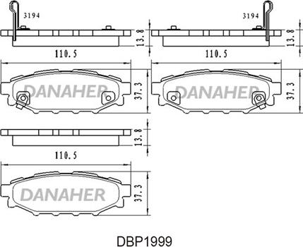 Danaher DBP1999 - Bremžu uzliku kompl., Disku bremzes autodraugiem.lv