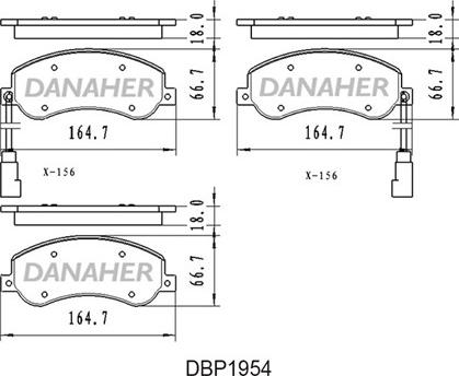 Danaher DBP1954 - Bremžu uzliku kompl., Disku bremzes autodraugiem.lv