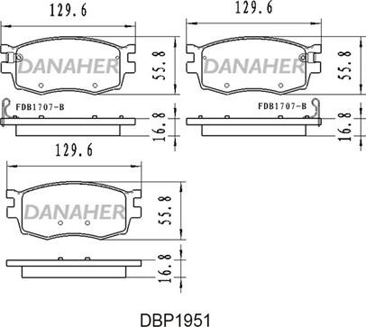 Danaher DBP195/1 - Bremžu uzliku kompl., Disku bremzes autodraugiem.lv