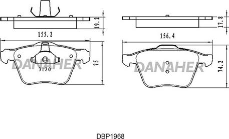 Danaher DBP1968 - Bremžu uzliku kompl., Disku bremzes autodraugiem.lv