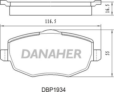 Danaher DBP1934 - Bremžu uzliku kompl., Disku bremzes autodraugiem.lv
