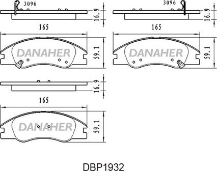 Danaher DBP1932 - Bremžu uzliku kompl., Disku bremzes autodraugiem.lv