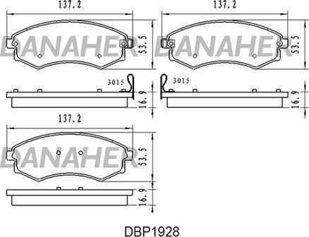 Danaher DBP1928 - Bremžu uzliku kompl., Disku bremzes autodraugiem.lv